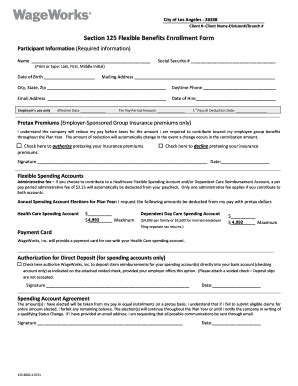 Fillable Online Per Lacity Flexible Spending Account Enrollment Form