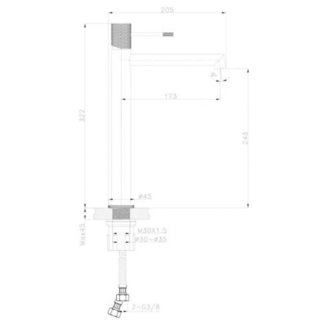 CERSANIT Bateria umywalkowa stojąca ZEN wysoka czarna S951 596 OUTLET