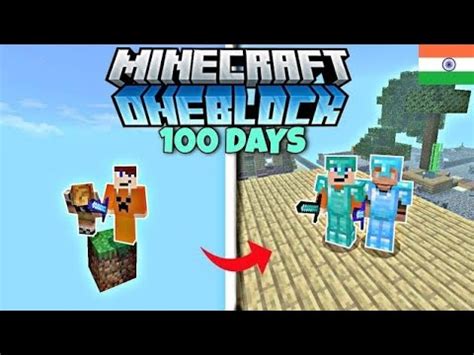 I Survived 100 Days On A ONE BLOCK In Minecraft Pe Hardcore YouTube