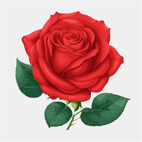 Vector De La Flor De La Rosa Roja Sobre Un Fondo Blanco Vector Premium