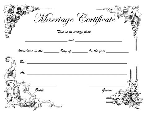 Simple Blank Marriage Certificate