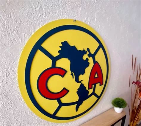 Escudo Club América Corte Láser Madera De 60 Cm De Diámetro