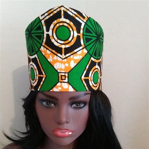 African Tribal Hat Headdress Crown Kufi Fabric Handmade Sizes Etsy