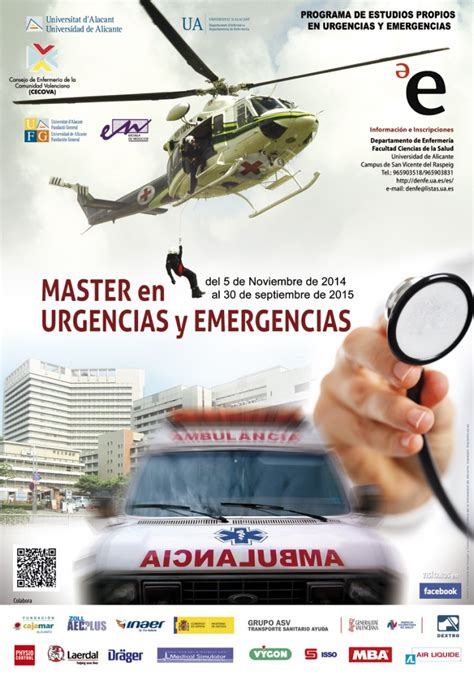 Tríptico informativo del Máster en Urgencias y Emergencias Universidad