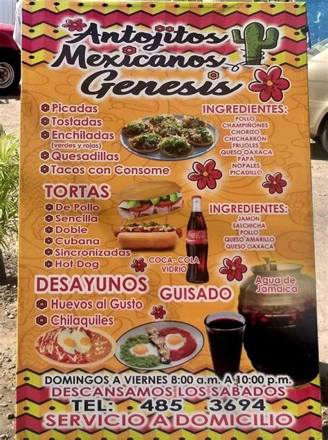 Menu At Antojitos Mexicanos Genesis Restaurant Acapulco