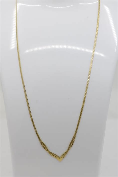 Herringbone 14k Gold Necklace Gem