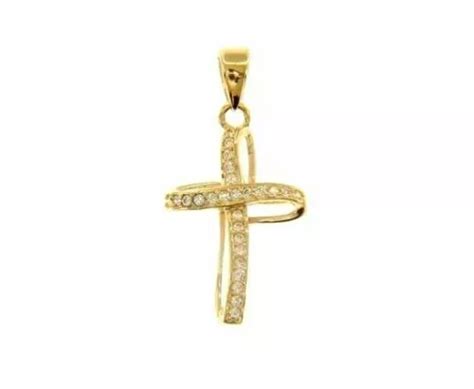 PENDENTIF CROIX EN Or Jaune Ou Blanc 18K A Fleur Avec Cubic Zirconia