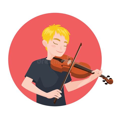 Jeune Musicien Jouant Un Personnage De Dessin Animé De Violon