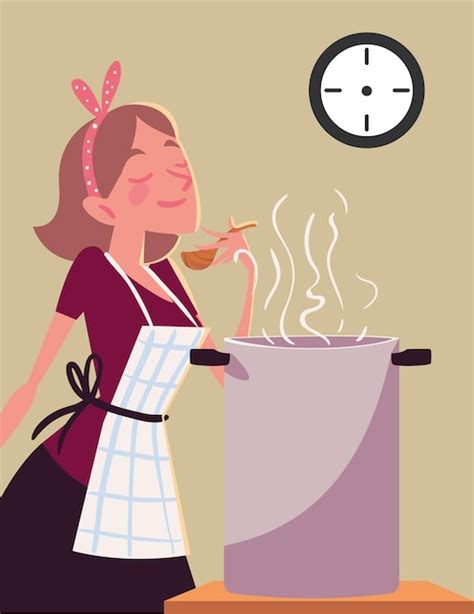 Premium Vector Woman Cooking Soup