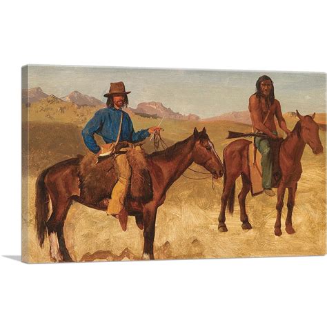 Artcanvas Trapper And Indian Guide On Horseback 1859 Canvas Art Print