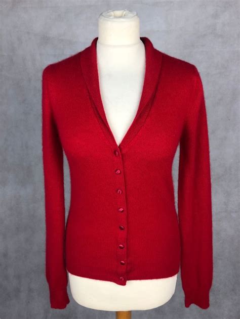 Fandf Ladies Cardigan In Red In 100 Cashmere Softtouch Cashmere