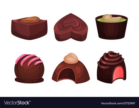 All sorts sweets set chocolate desserts Royalty Free Vector