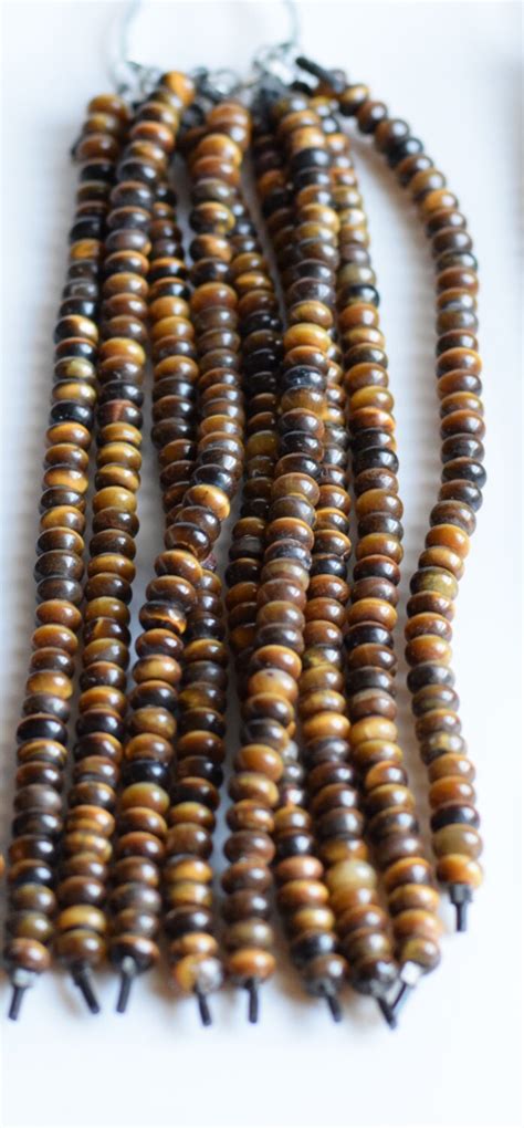 Tigers Eye Large Hole Gemstone Bead Strand 5x8 Smooth Rondelle Large