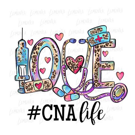 Love Cna Life Png Nurse Sublimation Designs Download Leopard Etsy