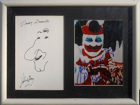 John Wayne Gacy Jimmy Durante Sketch Ink Drawing With Color Photograph