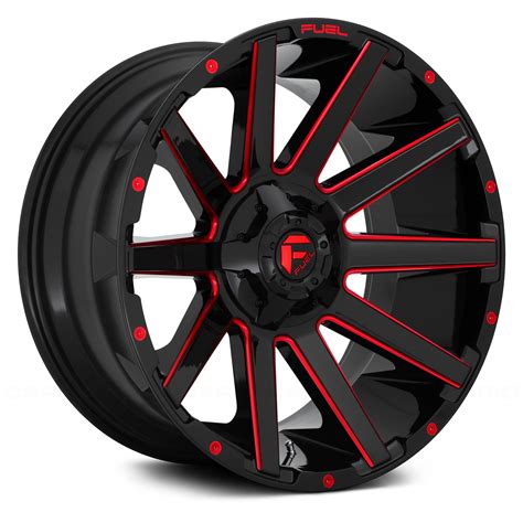 Fuel® D643 Contra 1pc Wheels Gloss Black With Candy Red Accents Rims