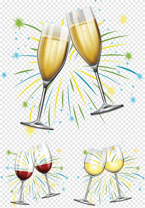 Wine Glasses And Champagne Glasses Illustration Cheers Png Pngegg