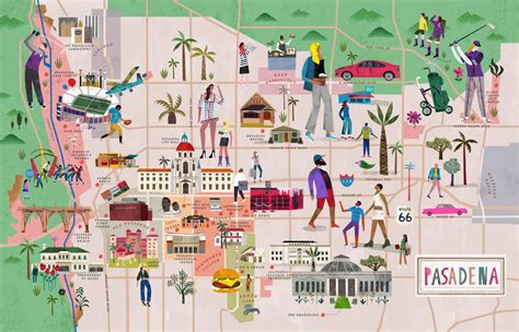 Pasadena Map For Los Angeles Magazine Martin Haake Illustrations