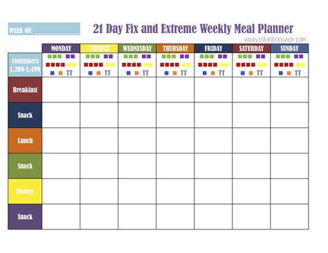 21 Day Fix Printable Meal Planner