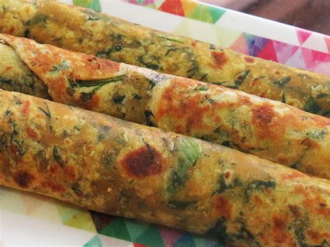 Palak Paratha Roll Spinach Flatbread Recipe Eating Cultures