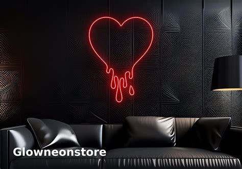 Heart Droplets Neon Sign Heart Droplets Led Light Dripping Heart Neon