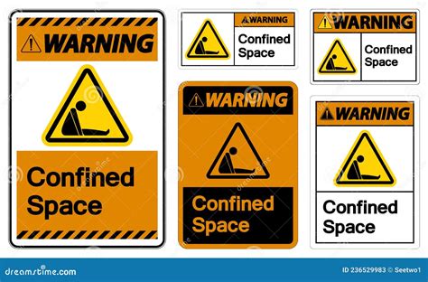 Caution Confined Space Symbol Sign Isolated On White Background Cartoon