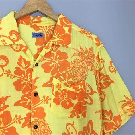 Vintage Hawaiian Pineapples Aloha Tropical Rayon Shirt Large Hawaii