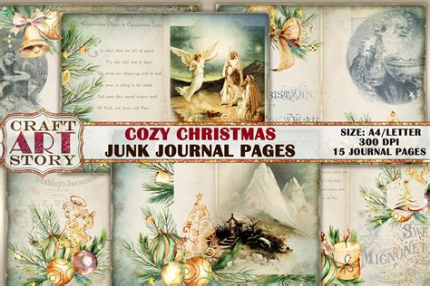 Vintage Cozy Christmas Junk Journal Kit Graphic By Craftartstory · Creative Fabrica