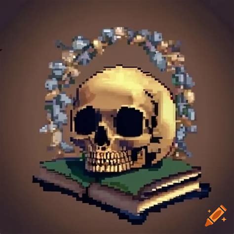 Still Life With Skull On Open Book Extinguished Candle And Wreath Of