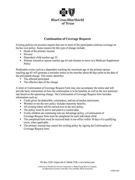 Qualified Health Coverage Letter Blue Cross Blue Shield Fill Out