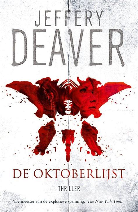 The Book Cover For De Oktoberlist By Jeff Deaver With Red Ink