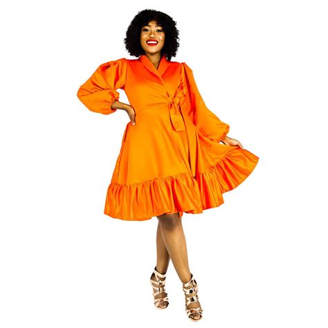 Africa Fashion House Kundai Orange Satin Dress Shop Today Get It