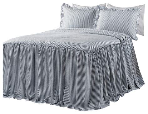 Lush Decor Ticking Stripe Bedspread Navy 3pc Set Queen Traditional