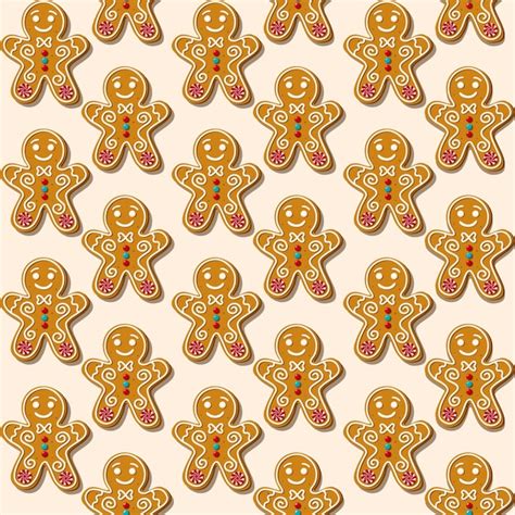 Premium Vector Seamless Christmas Pattern With Cookie Gingerbread Man