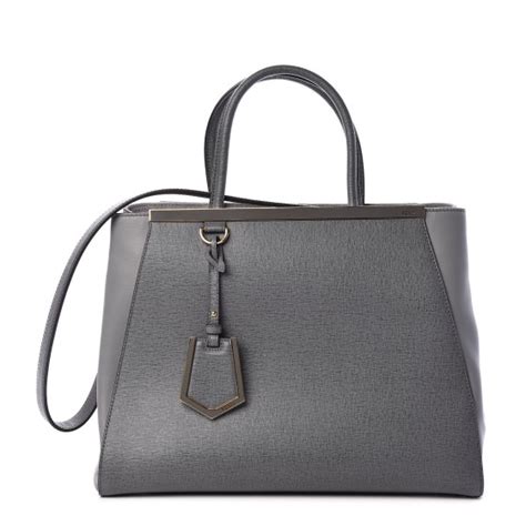 Fendi Vitello Elite Flamingo Regular 2jours Tote Grigio Grigio Chiaro