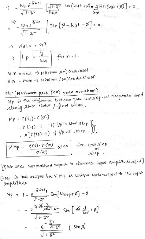 [solved] Derive The Expression For Rise Time Peak Time Peak Overshoot And Settling Time Of A