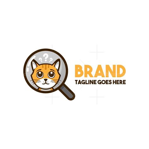 Curious Cat Logo Contains Cat Want To Ask Anything Illustration With