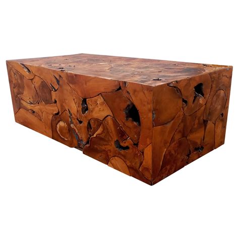 Block Teak Burl Coffee Table At 1stdibs