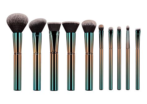 Professional 10pcs Makeup Brush Set With Aluminum Handlegradient Color