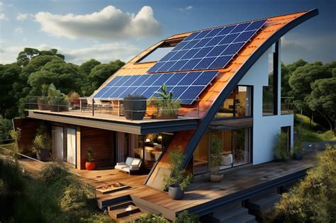 House With Solar Panels On The Roof Premium AI Generated Image