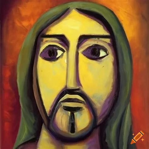 Cubist Painting Of Jesus By Pablo Picasso In Oil On Canvas On Craiyon