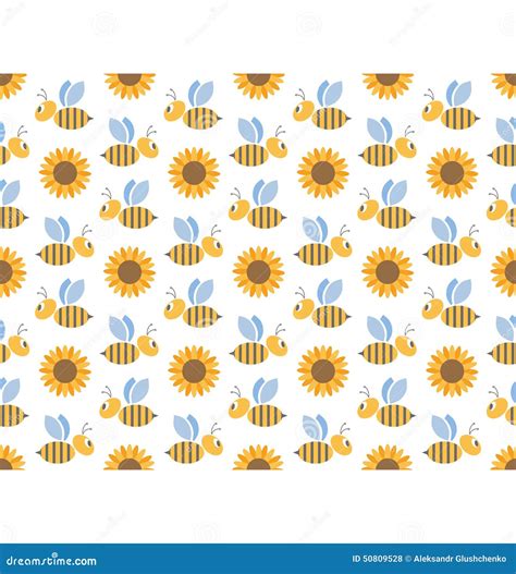 Mod Le Sans Couture D Abeilles Et De Tournesols De Ressort D Isolement