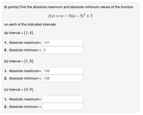 Solved 6 Points Find The Absolute Maximum And Absolute