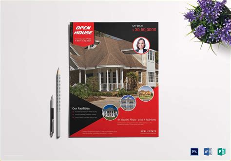 Open House Flyer Template Free Publisher Of Elegant Open House Flyer Design Template In Word Psd ...