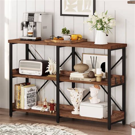 Amazon Bon Augure Rustic Console Table With Shelves Tier Sofa