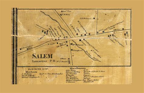 Salem Village Salem Township Pennsylvania 1865 Old Town Map Custom