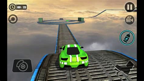 Impossible Stunt Car Track D Blue Car Stunts Level Andriod Game