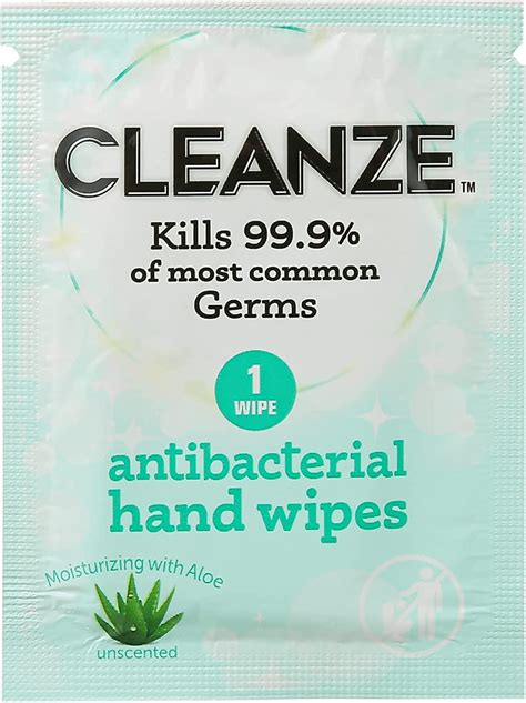 Cleanze Antibacterial Hand Sanitizing Wipes - 50 Individual Packets ...