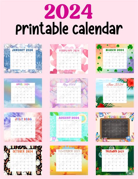 Cute Free Printable Monthly Calendar 2024 Cassie Smallwood Free