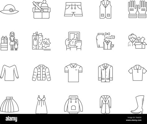 Clothes Shop Line Icons Signs Vector Set Outline Illustration